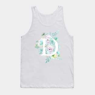 Botanical alphabet D green and purple flowers Tank Top